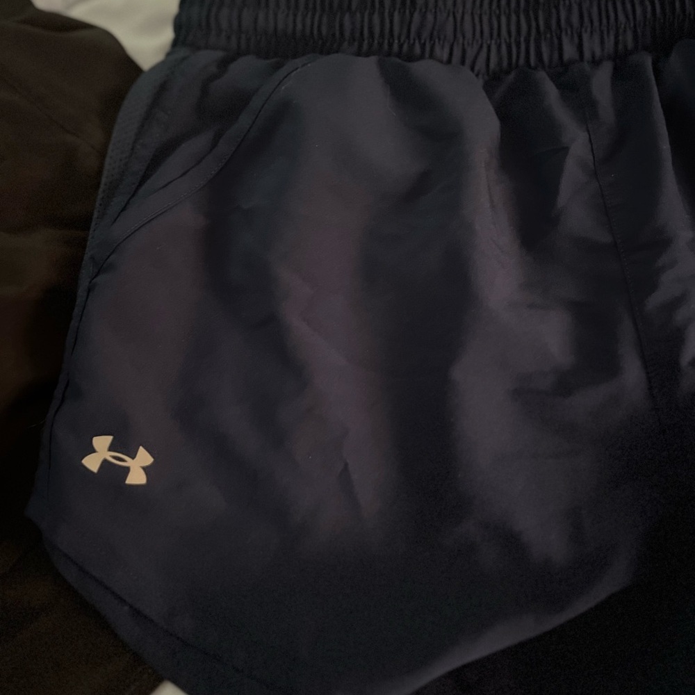 Under Armour Black and Navy Shorts Women’s Medium - Picture 2 of 5